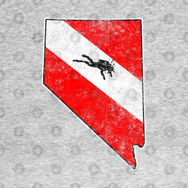 Nevada Dive Flag Scuba Diving State Map Dive Flag Distressed by TeeCreations